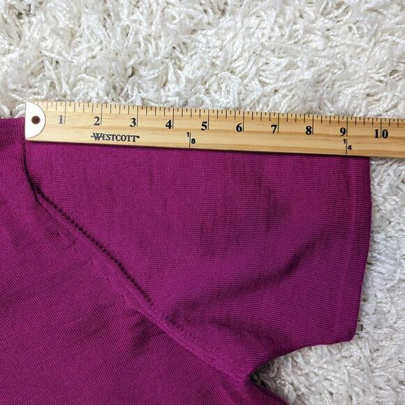 Vintage Marz Wool Short Sleeve Mock Neck Sweater Fuschia Size 14 - Picture 8 of 12